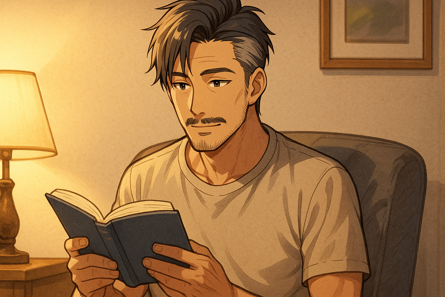 本を読む仁さん